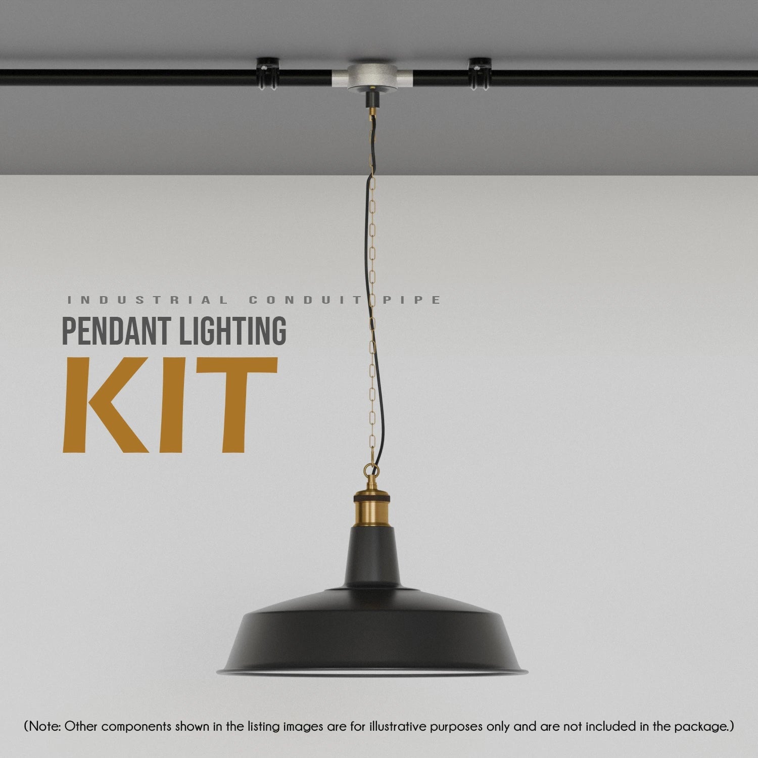 Black Metal Ceiling E27 Conduit Pendant Light Kit -5647