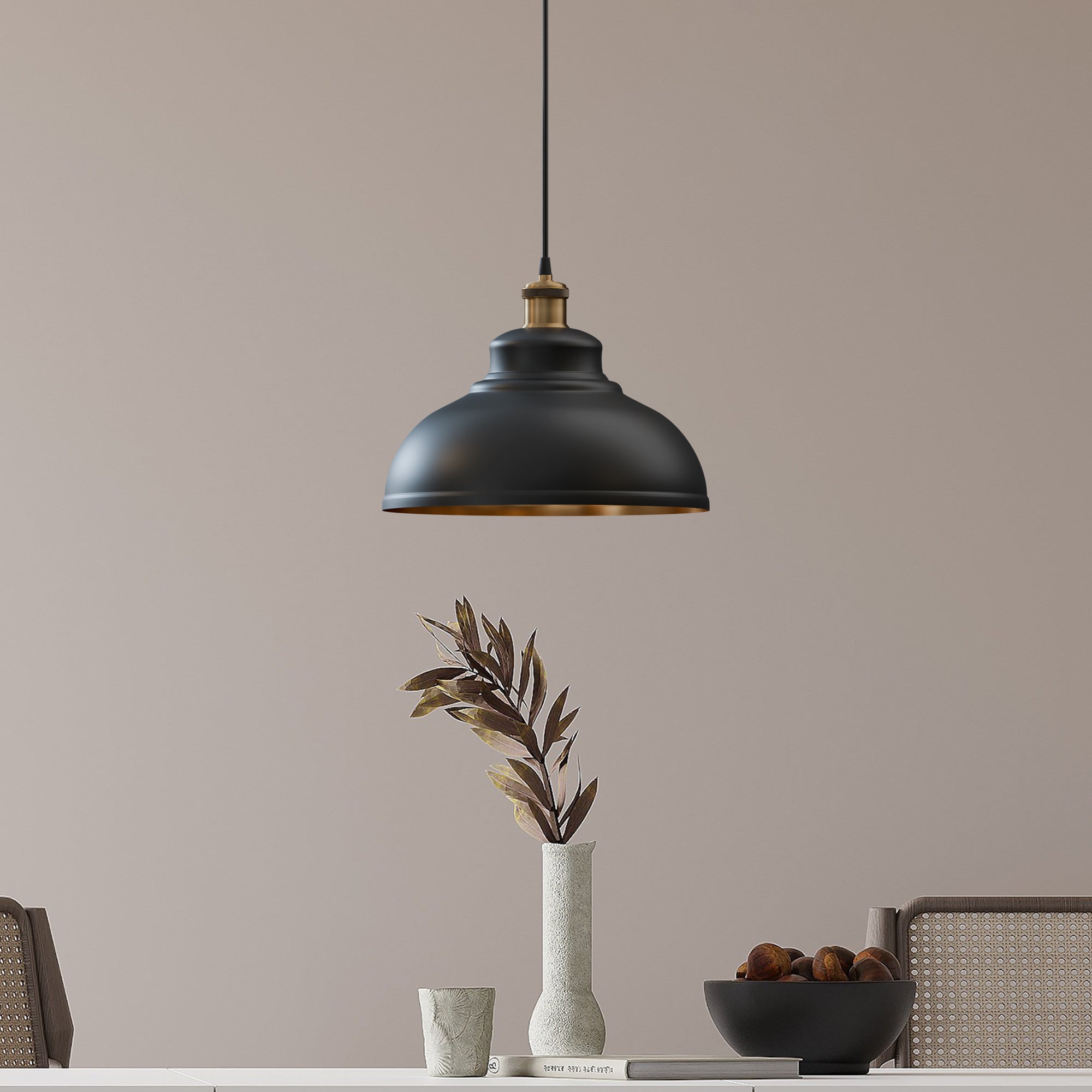 Black Gold Industrial Metal Ceiling Lamp Shade, Vintage Retro Easy-Fit