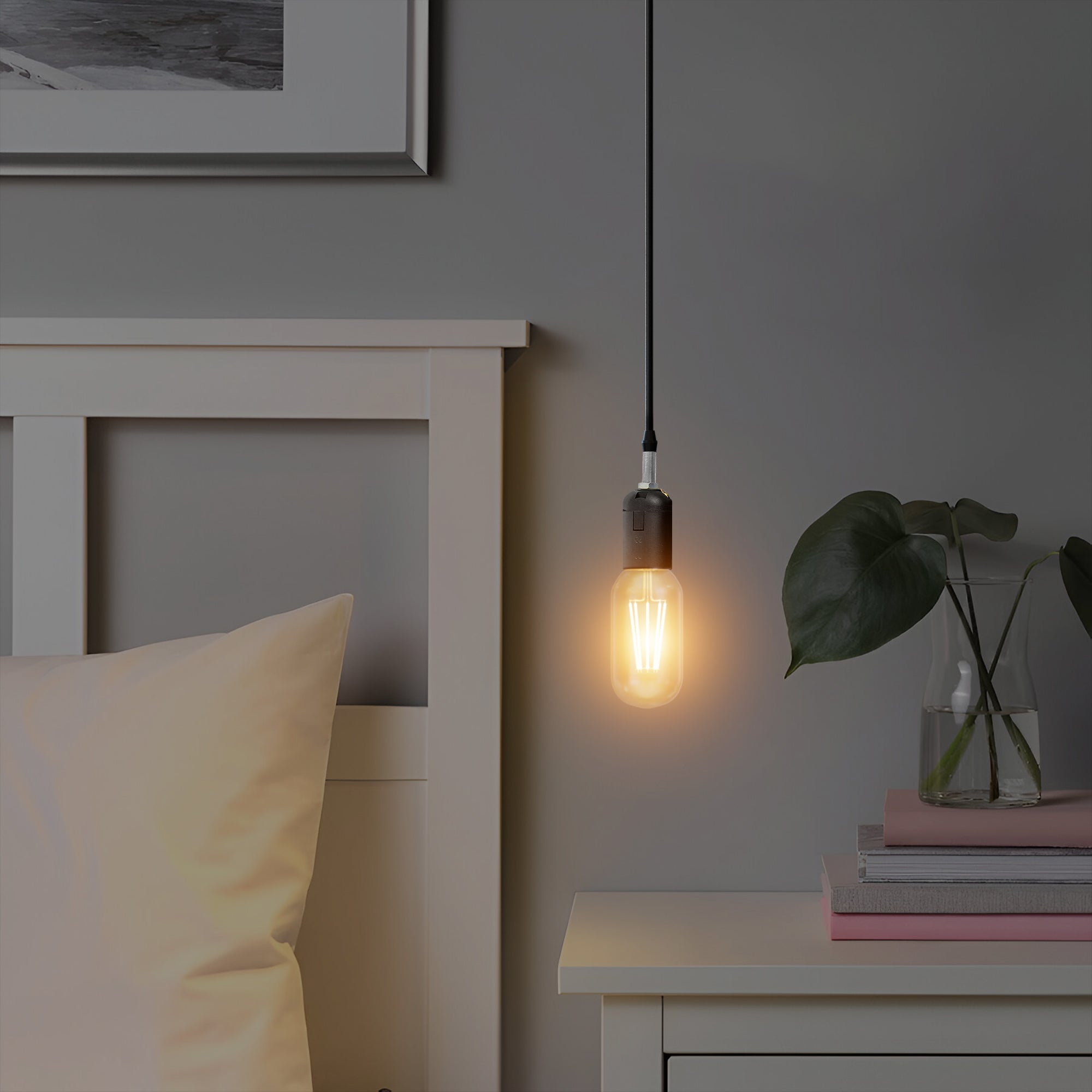 Durable Black Ceiling Rose with 1m Rubber Cable  Easy Installation.~5703