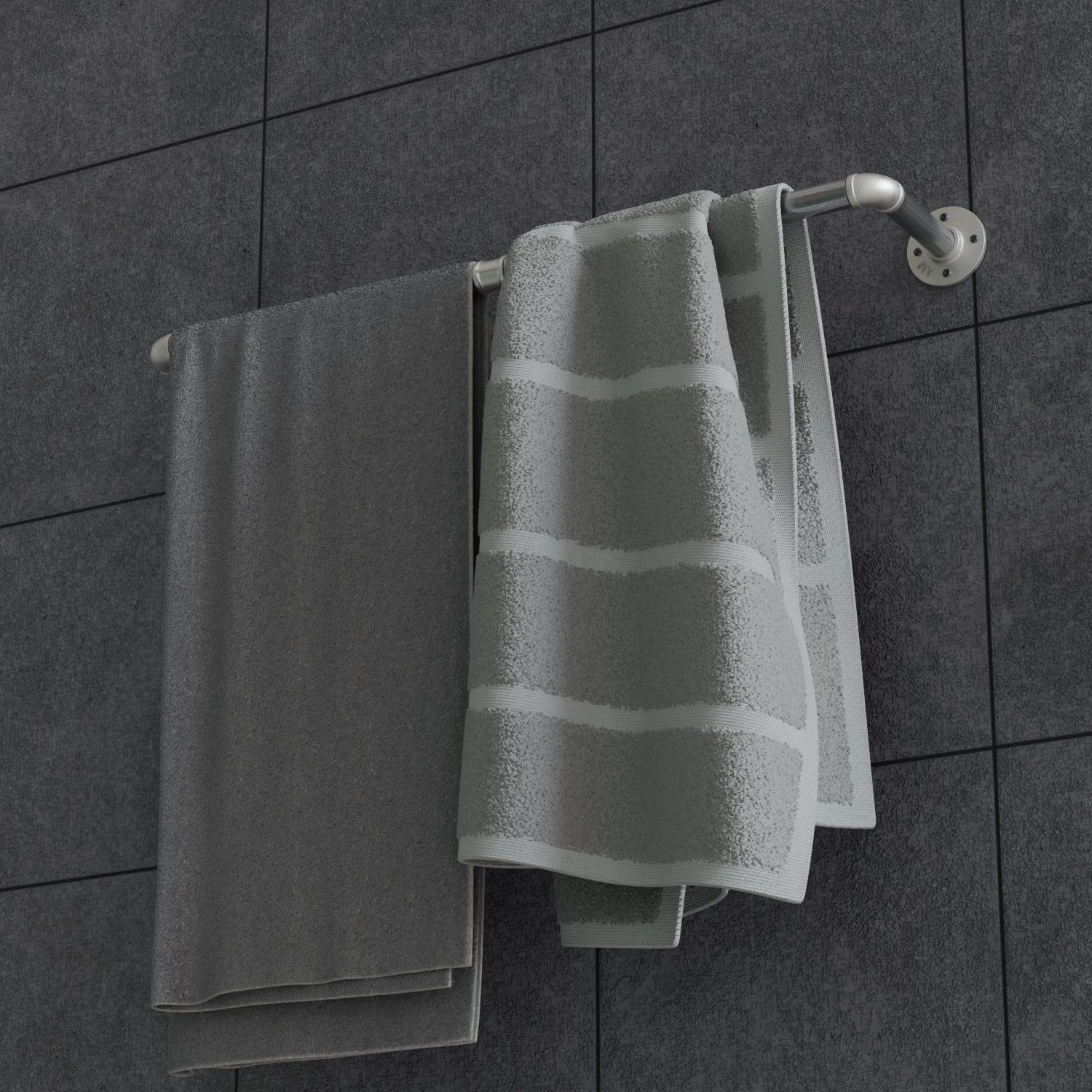 Industrial Pipe Wall Mounted Towel Bar Holder Rustic Bathroom Kitchen