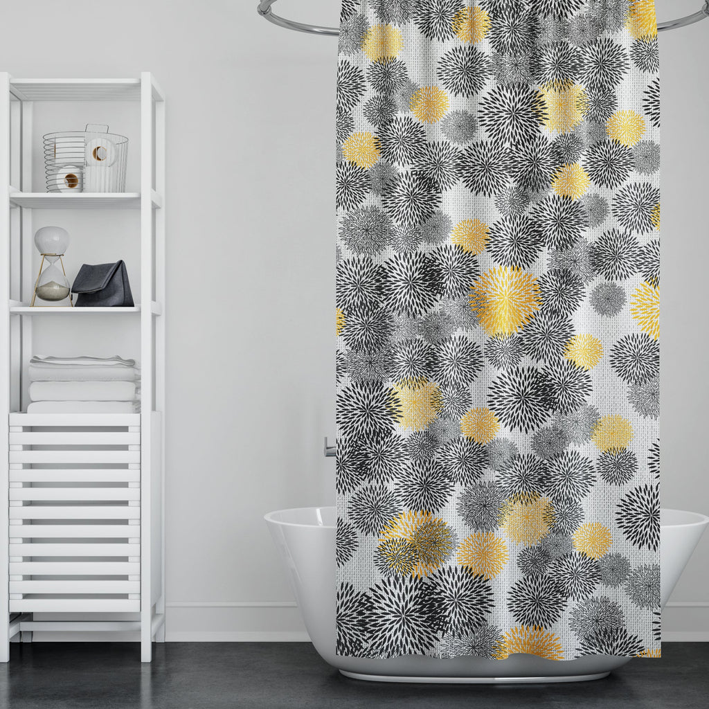 Vibrant Floral Print EVA Waterproof Shower Curtain for Bathtub Bathroom Decor