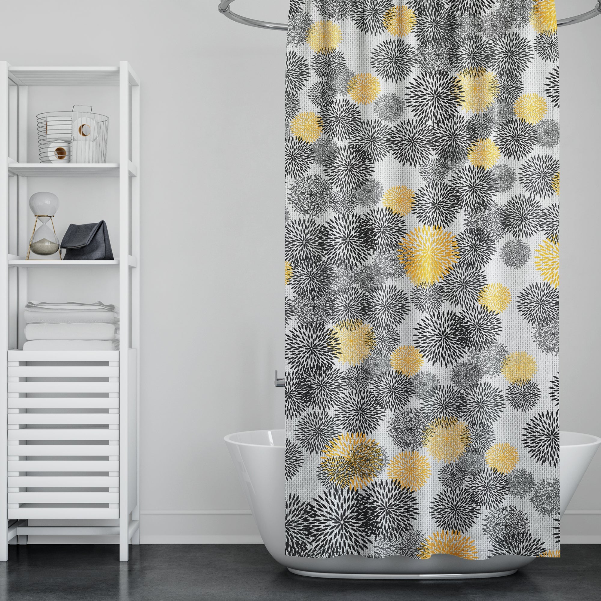 Vibrant Floral Print EVA Waterproof Shower Curtain for Bathtub Bathroom Decor