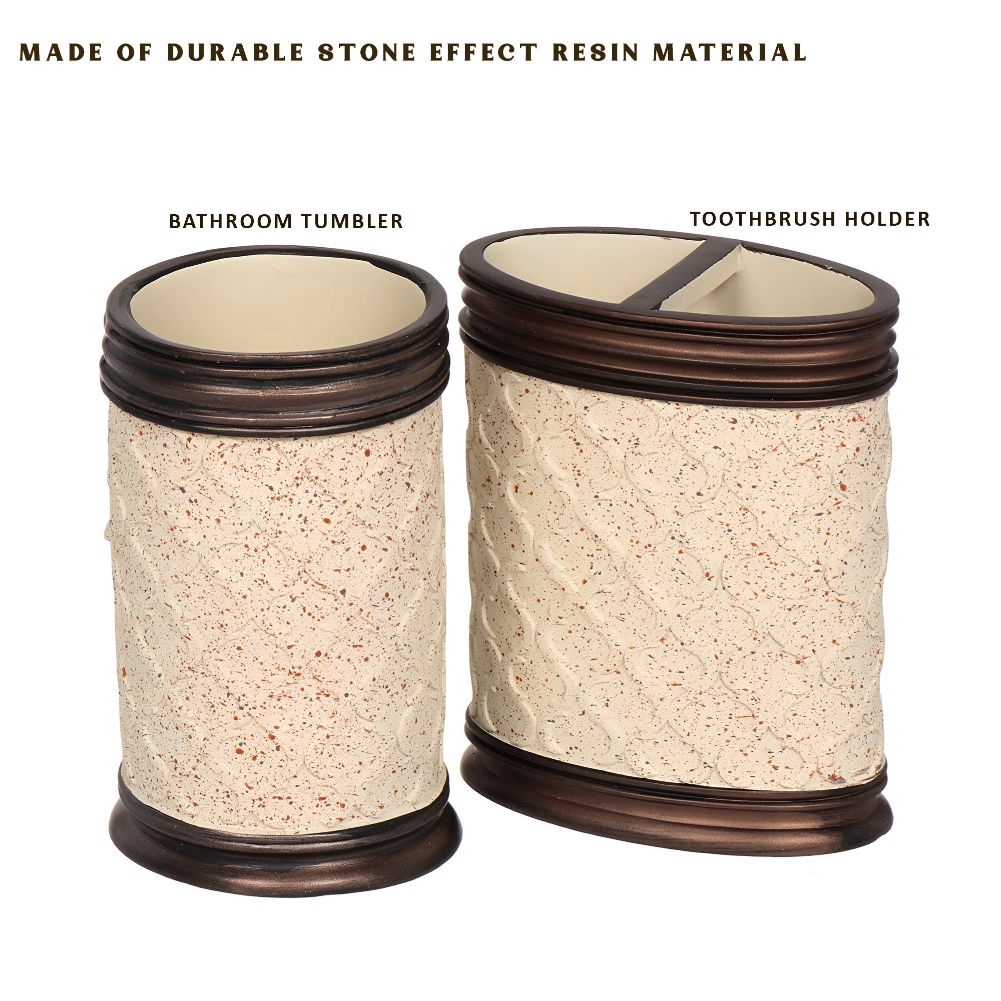 Modern Stone Effect Resin 3-Piece Bathroom Accessory Set for Stylish Homes