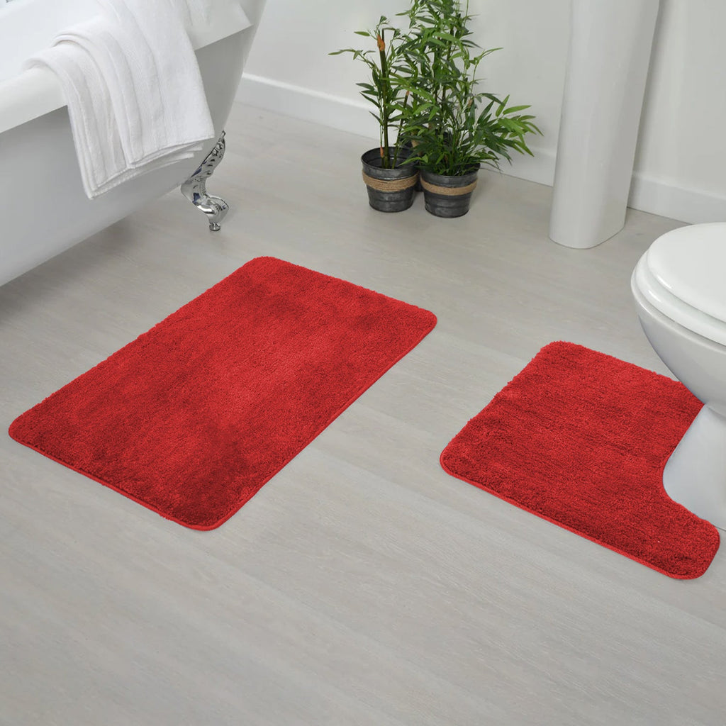 Luxurious 2-Piece Microfiber Bath Mat Pedestal Set, Absorbent, Non-Slip Safety