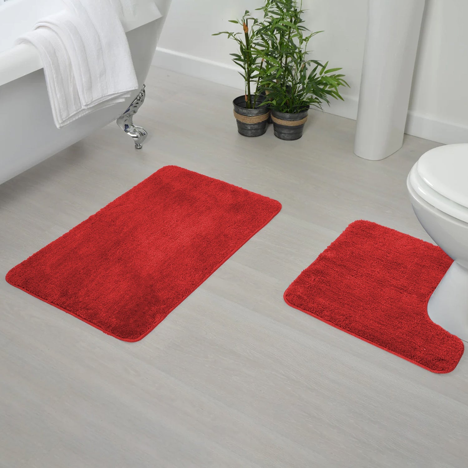 Luxurious 2-Piece Microfiber Bath Mat Pedestal Set, Absorbent, Non-Slip Safety