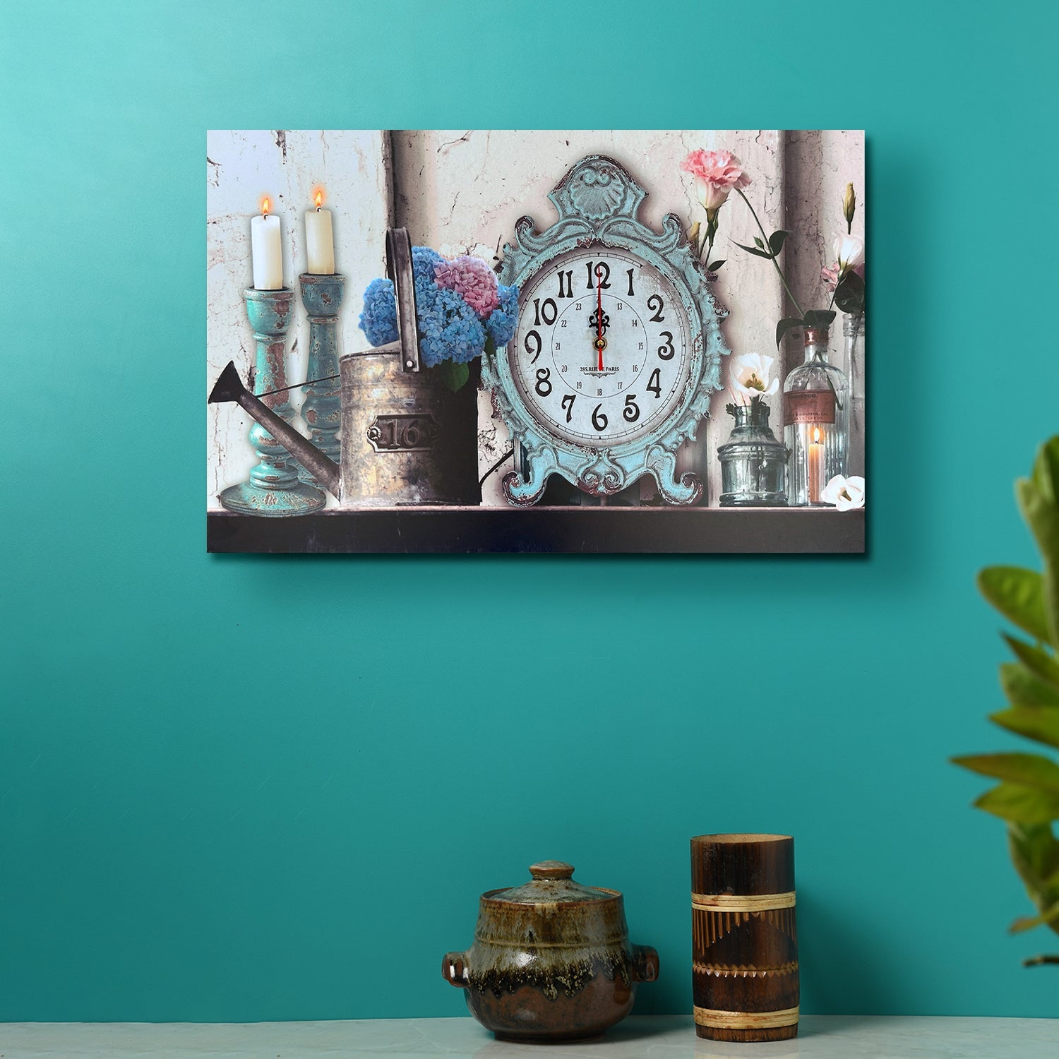 Modern Frameless Paris Eiffel Tower Wall Painting clock -5557