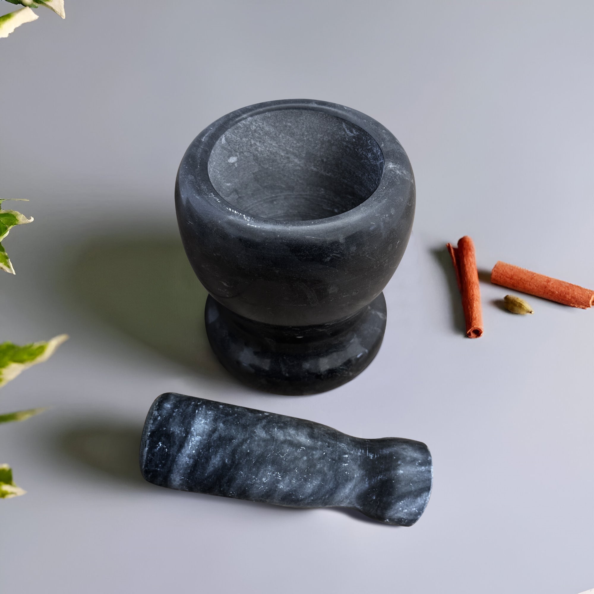 Premium Polished Marble Pestle and Mortar Set, Herb Crusher, Spice Grinder, Guacamole Bowl