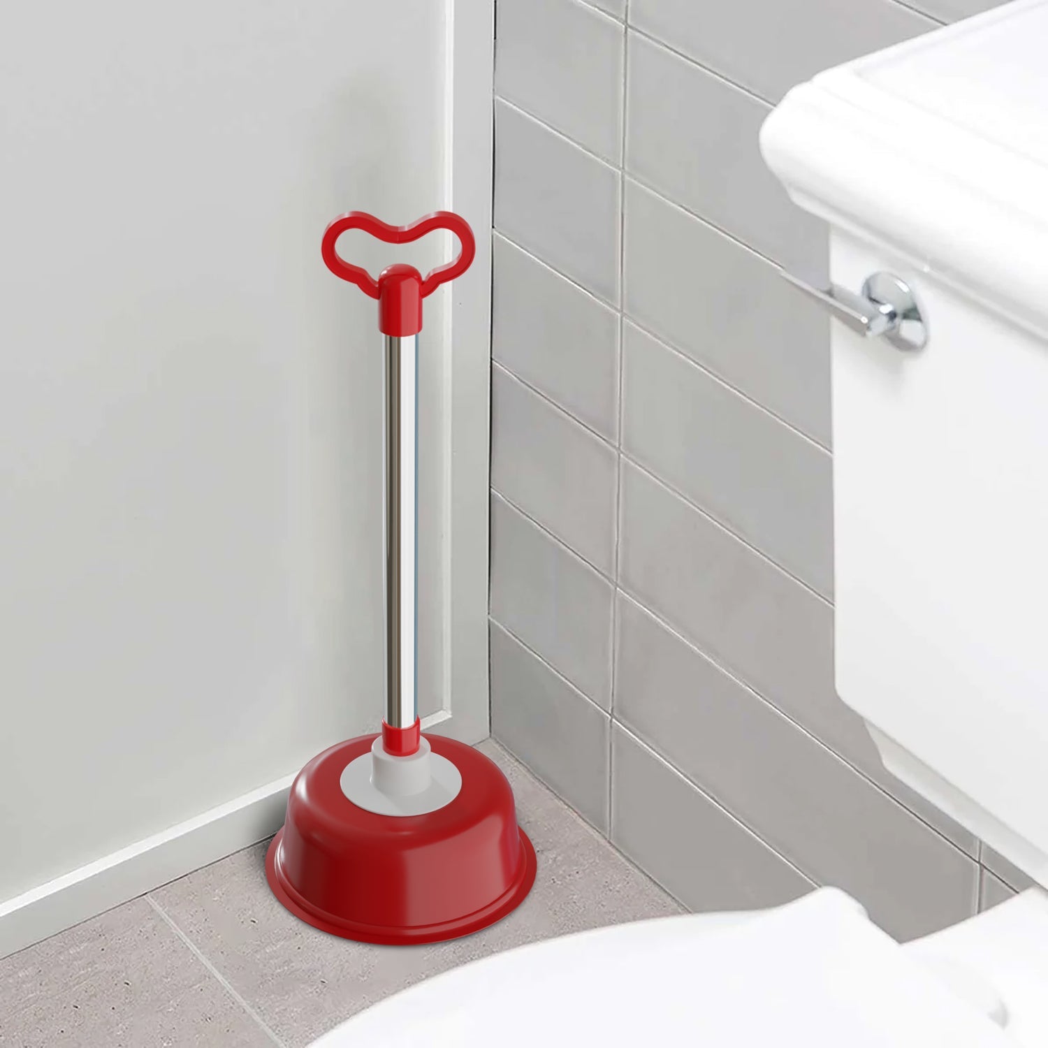 Heavy Duty Vacuum Rubber Toilet Plunger with Ergonomic Durable Handle