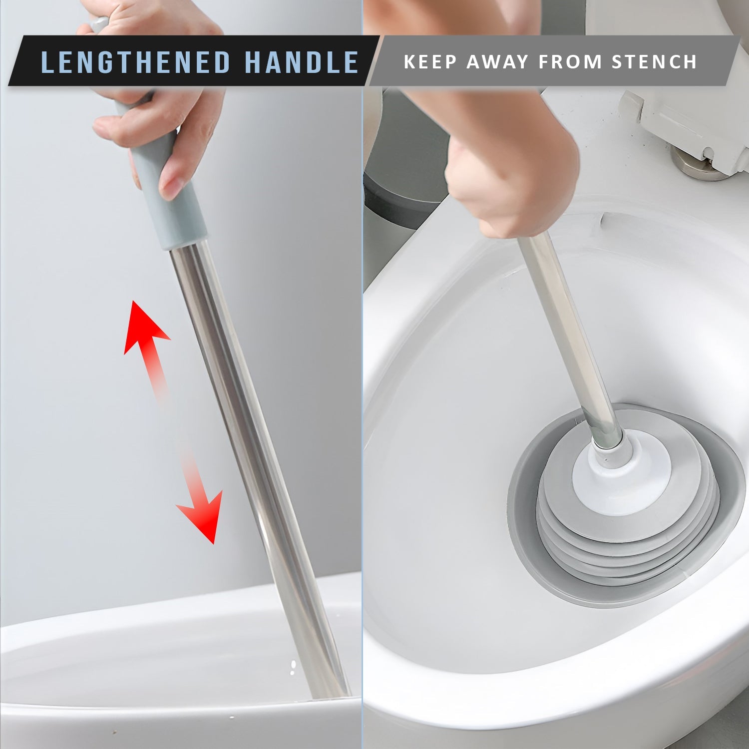 Heavy Duty Bellows Drain Unblocker and Toilet Plunger Tool