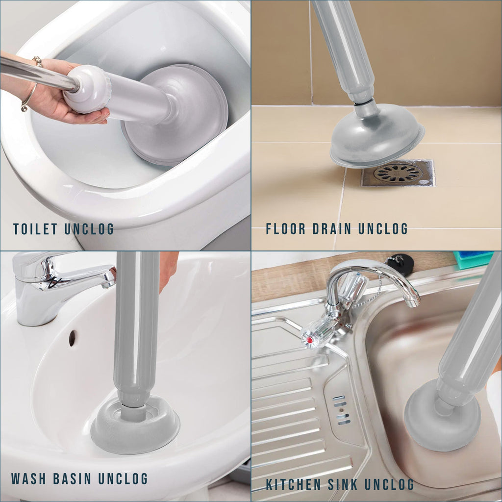 Heavy Duty Vacuum Toilet Plunger and Drain Unblocker Tool