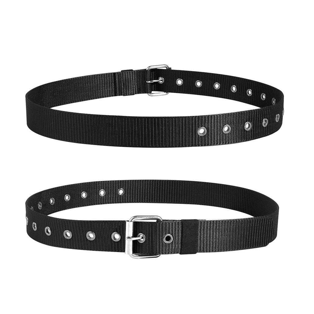 Durable Nylon Skinny Adjustable Pin Buckle Belts for Men - 2 Pack