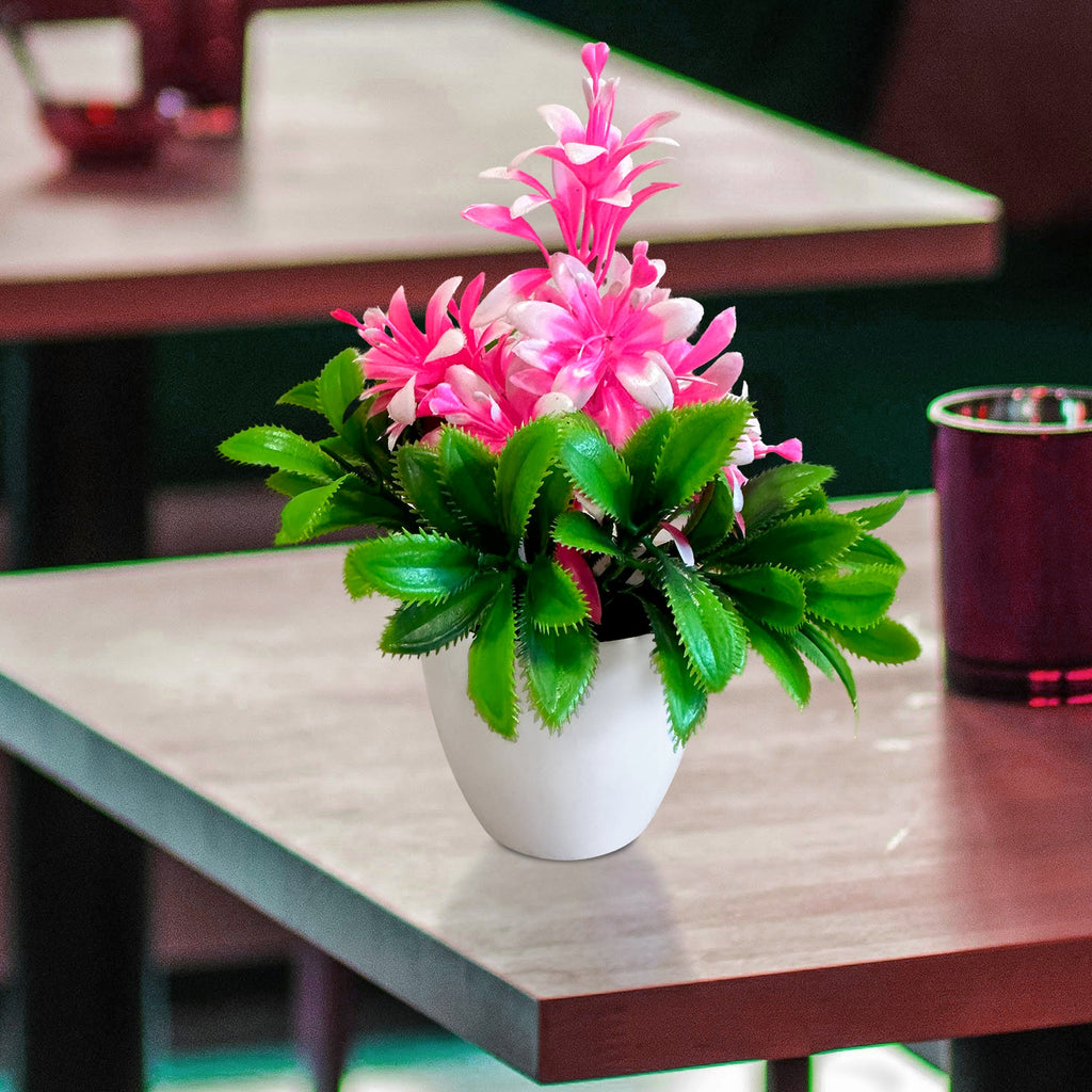 Vibrant Artificial Flowers Small Plastic Pot Indoor Fake Plants Home Decor