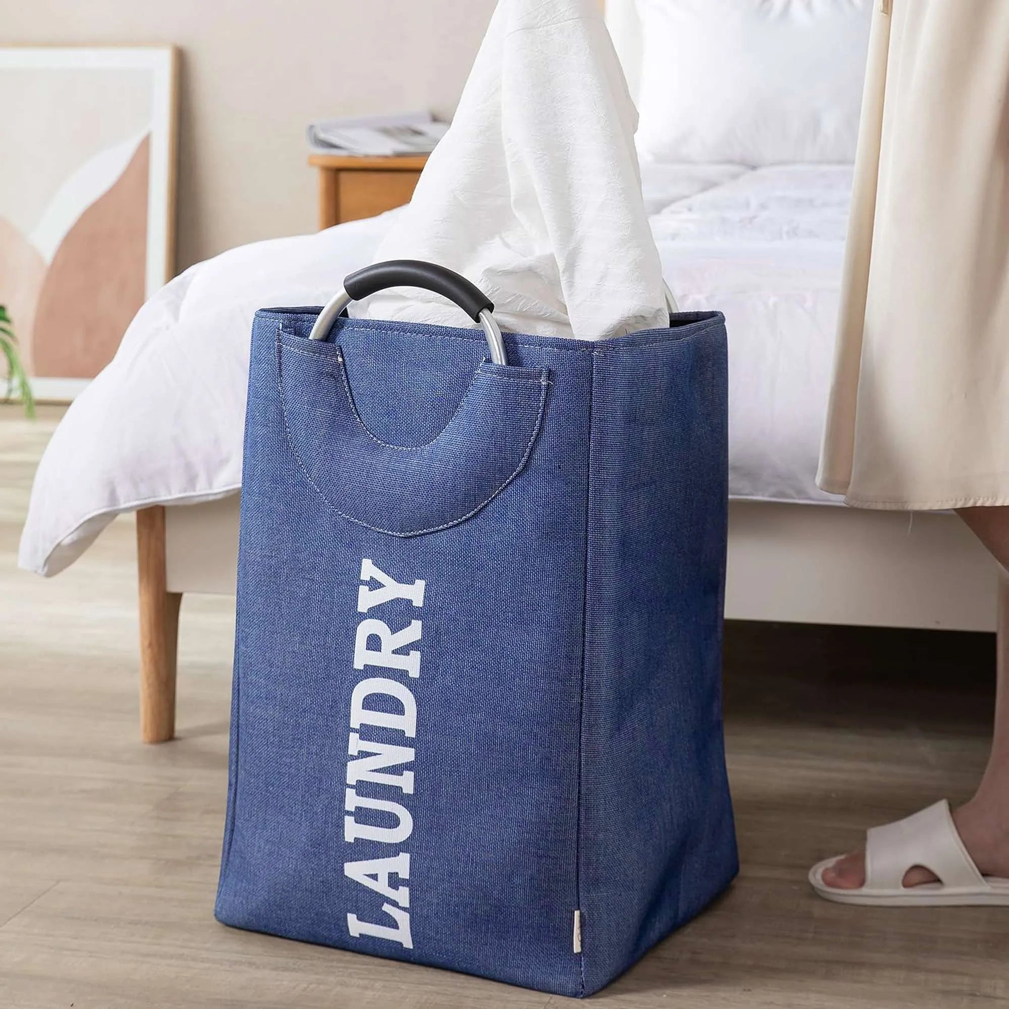 37L Collapsible Heavy Duty Laundry Bag with Sturdy Aluminum Handles