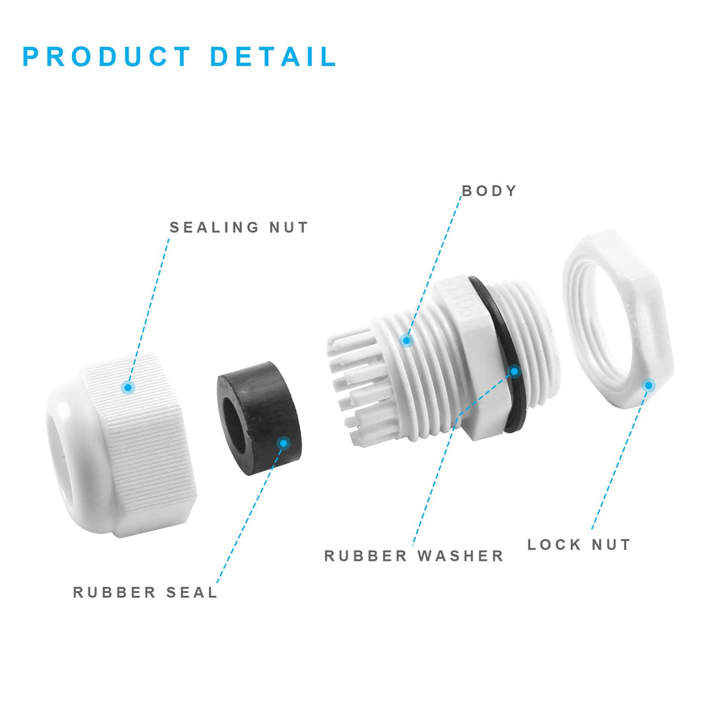 Durable IP68 Waterproof Nylon Plastic Gland Wire Cable Connector for Outdoor Electrical Wiring