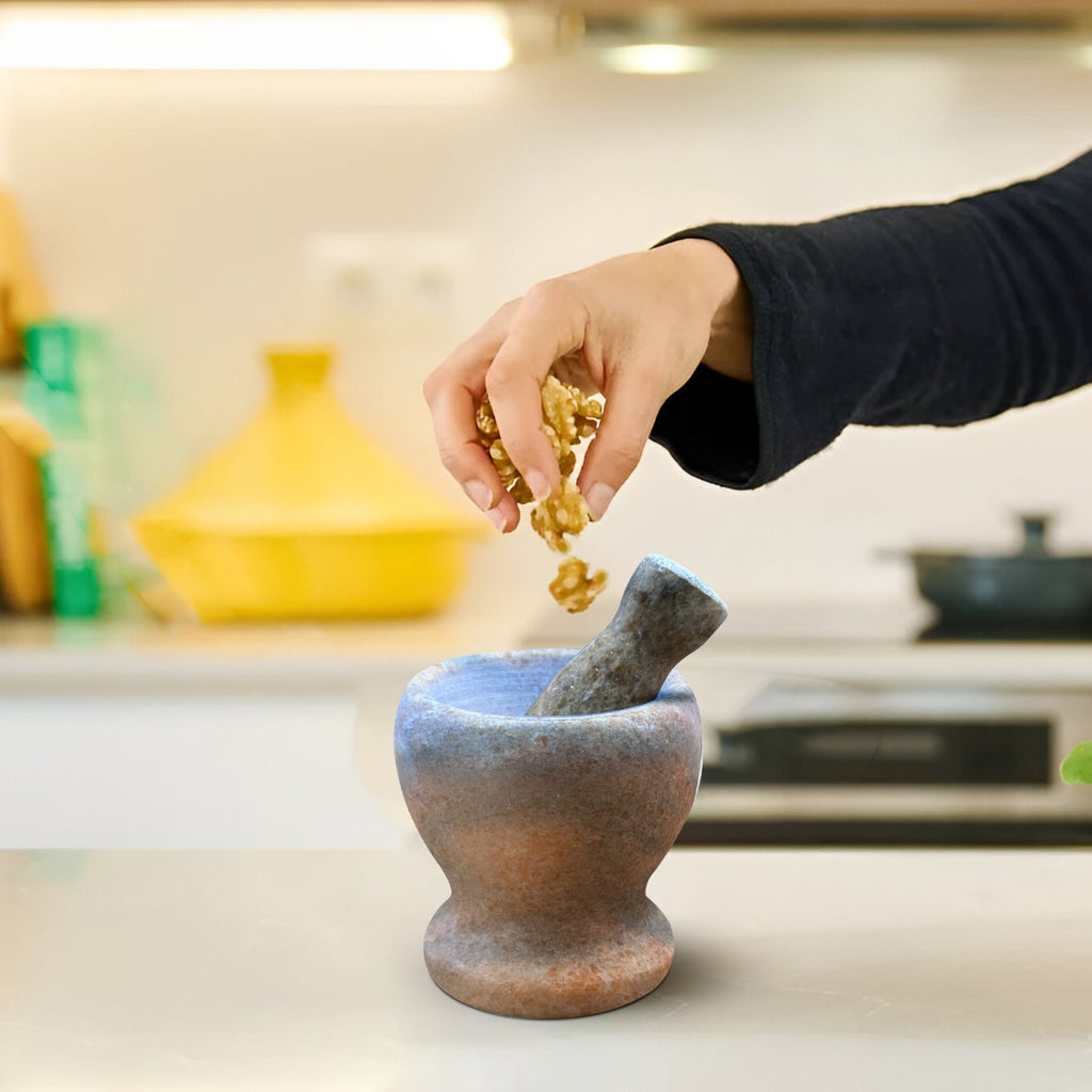 Premium Polished Marble Pestle and Mortar Set, Herb Crusher, Spice Grinder, Guacamole Bowl