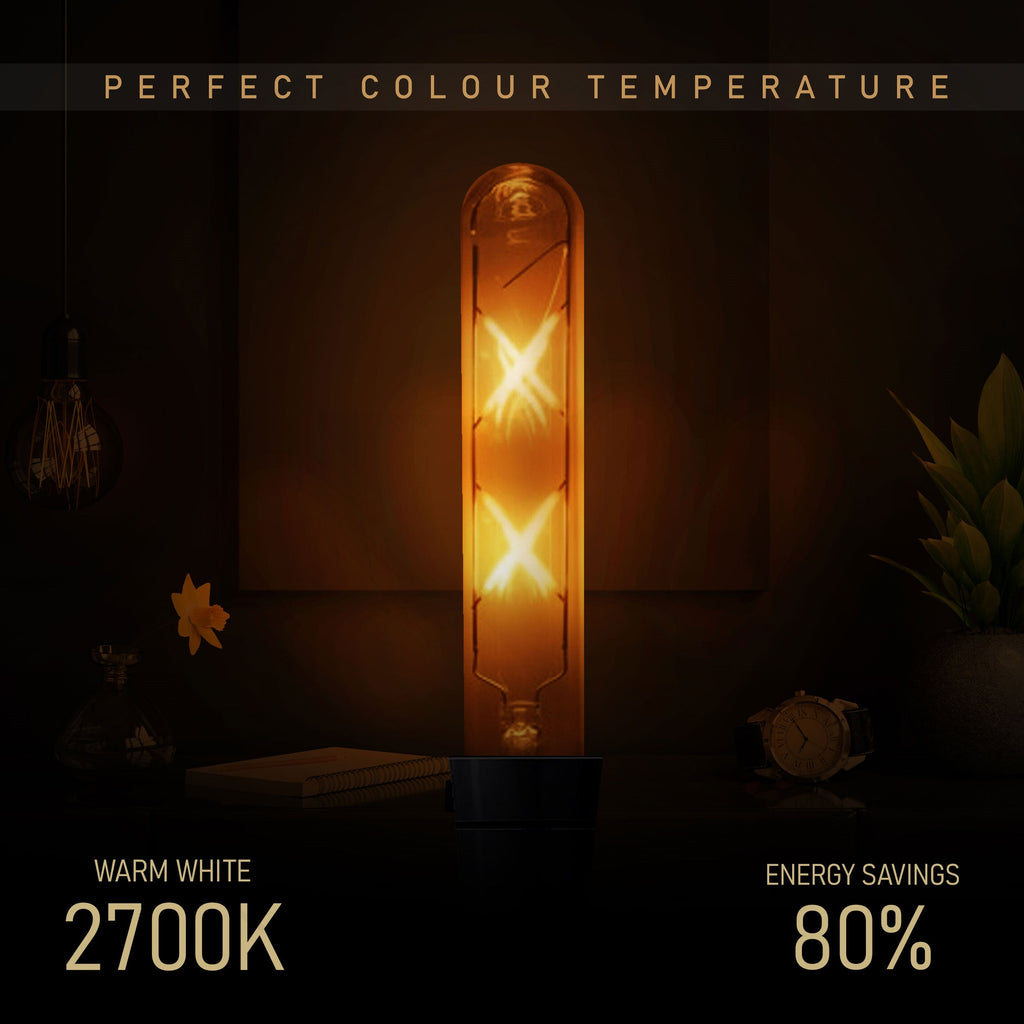 Vintage Amber Glass T185 LED Filament Dimmable Bulb, Warm White 2700K