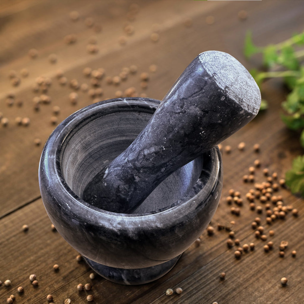 Elegant Natural Marble Mortar and Pestle Set for Herbs, Spices, and Garlic Grinding