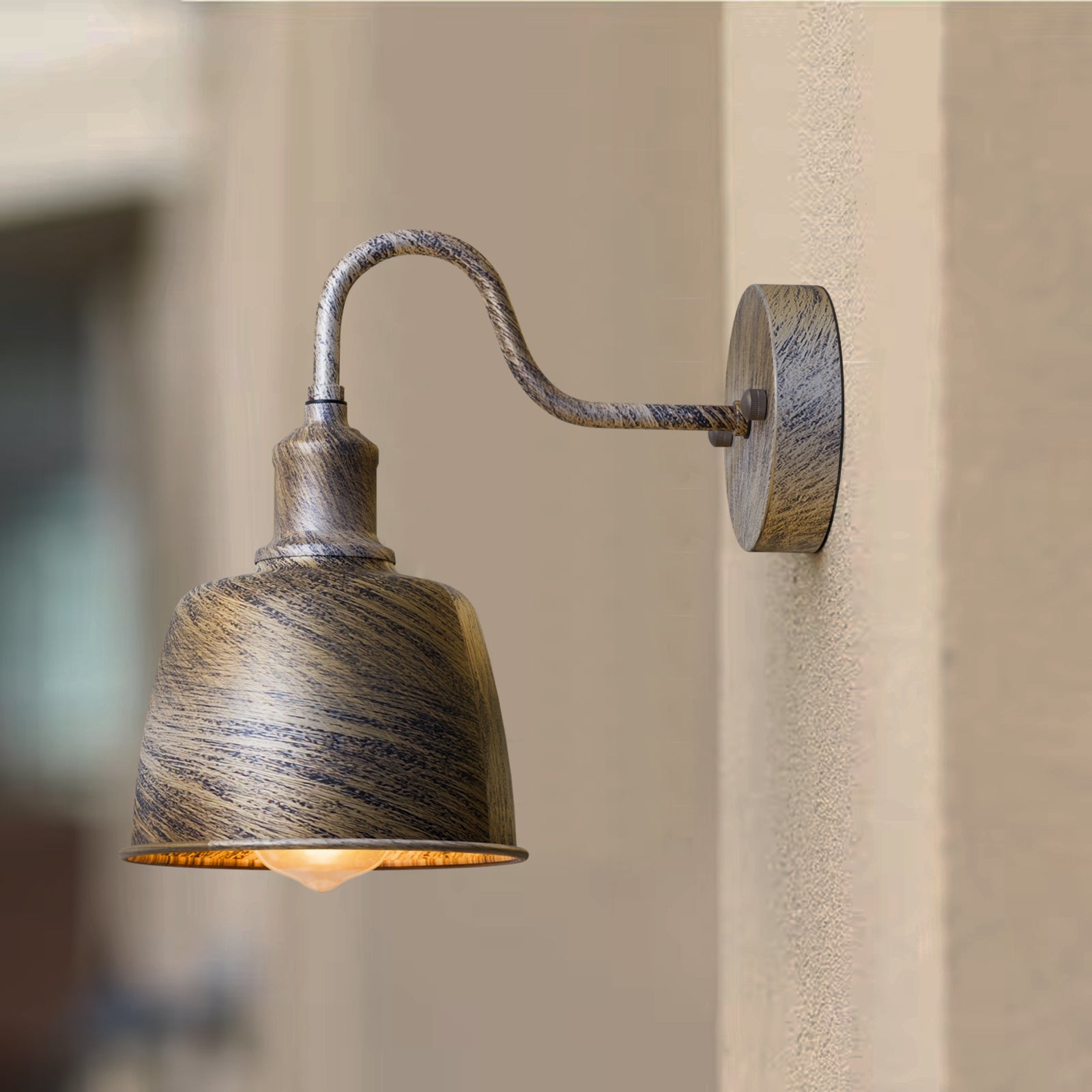 Industrial Outdoor Waterproof Bell Shade Wall Sconce Light, Metal Finish