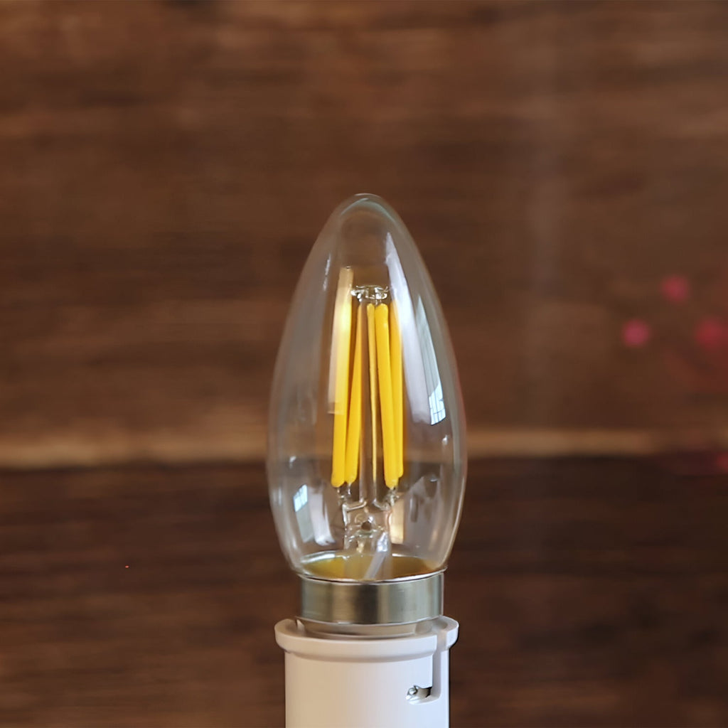 Energy Efficient B22 LED Filament Candle Bulb, 6W Cool White, Amber Glass Finish