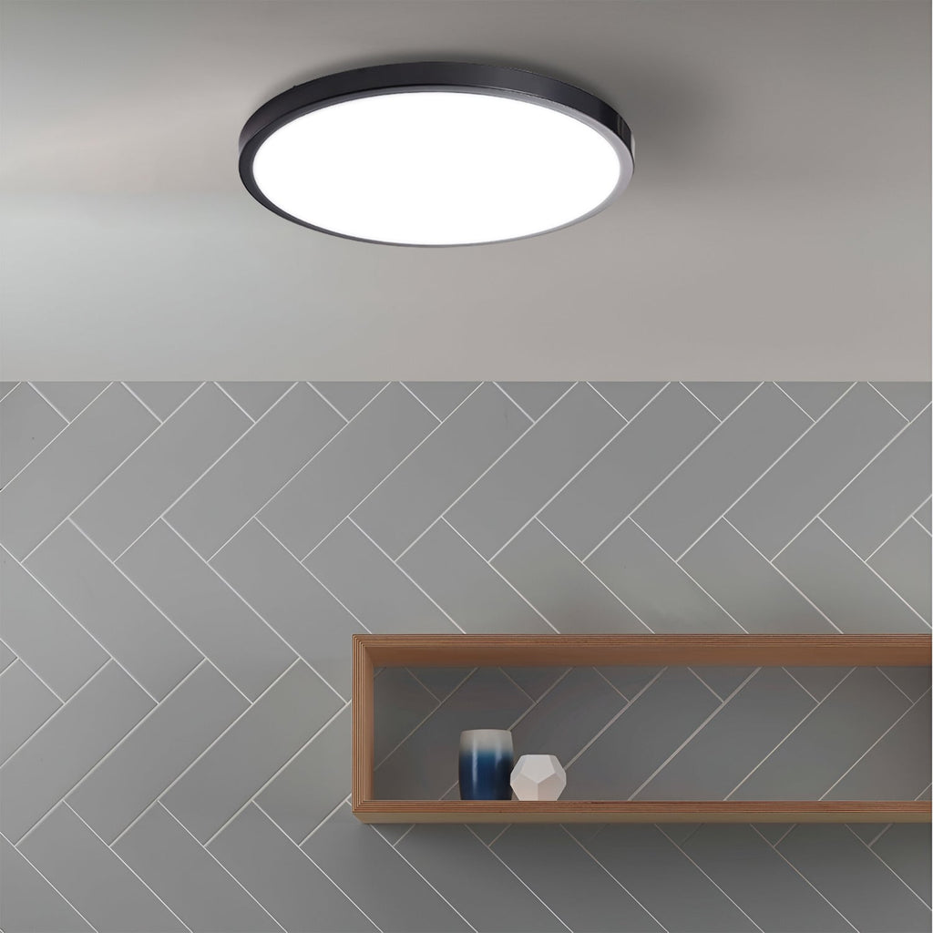 Modern 18W Black Round LED Flush Mount Ceiling Light Fixture