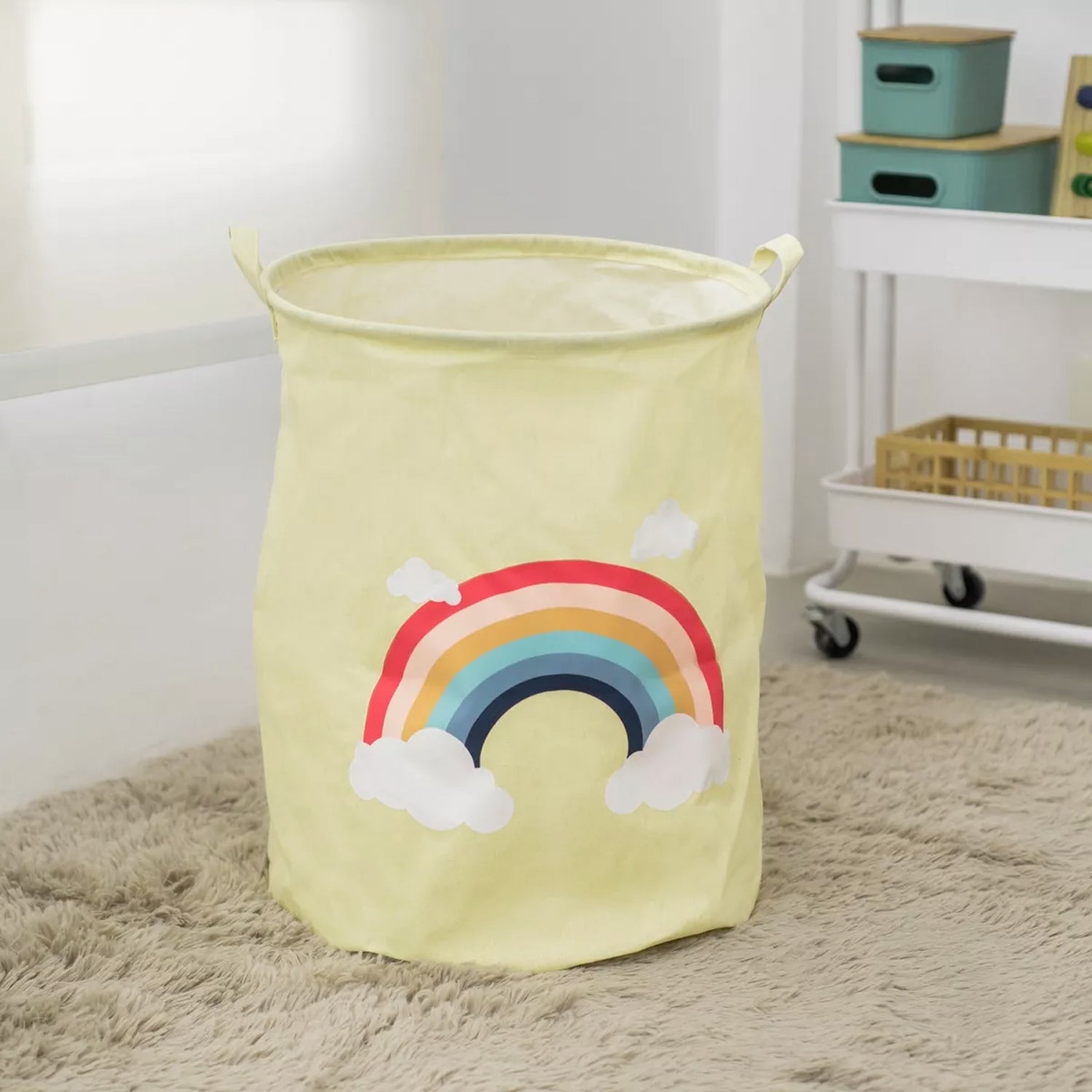 2-Pack Kids Foldable Cotton Laundry Basket for Nursery Storage