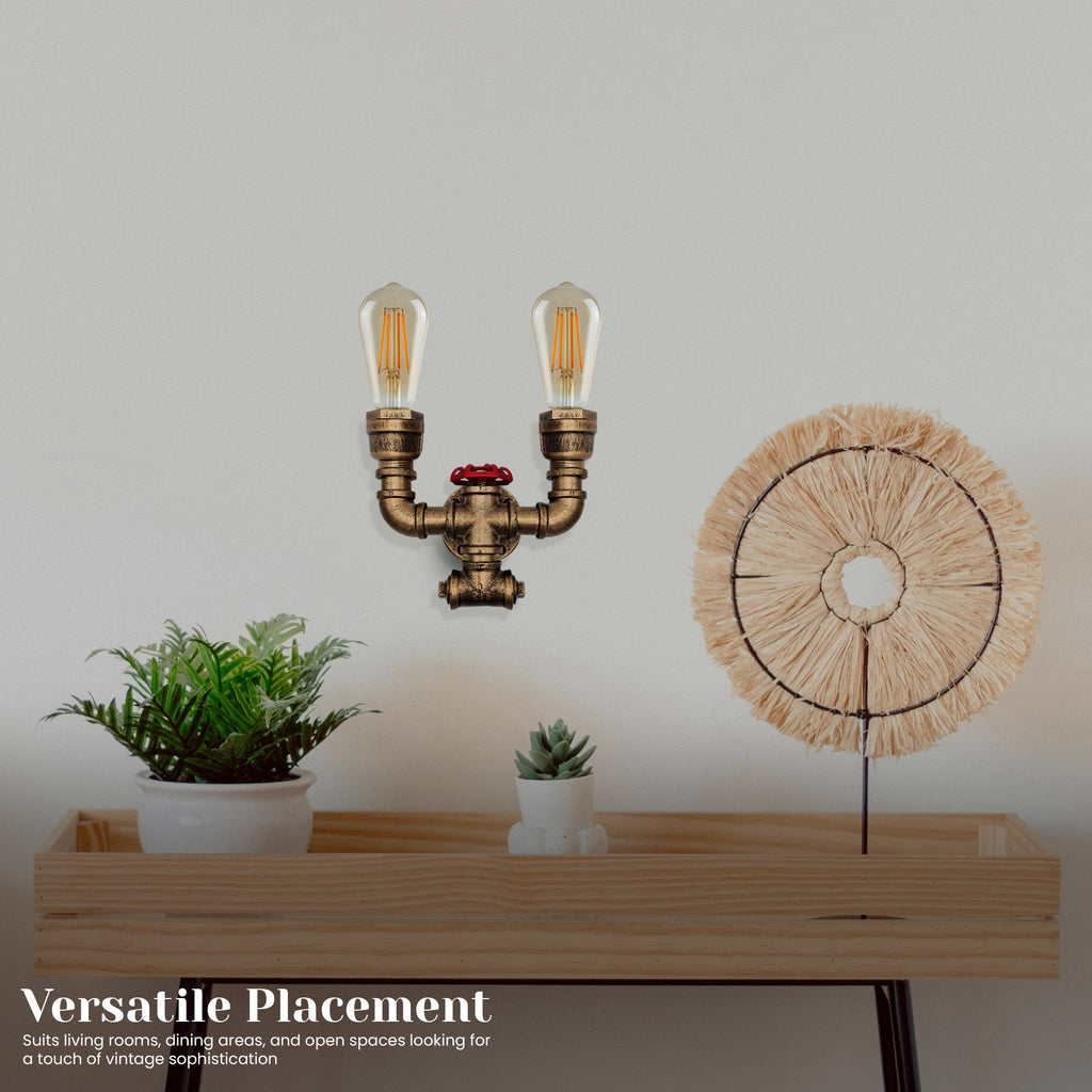 Industrial Rustic Metal Water Pipe Wall Sconce Light, E27 Bulb Holder