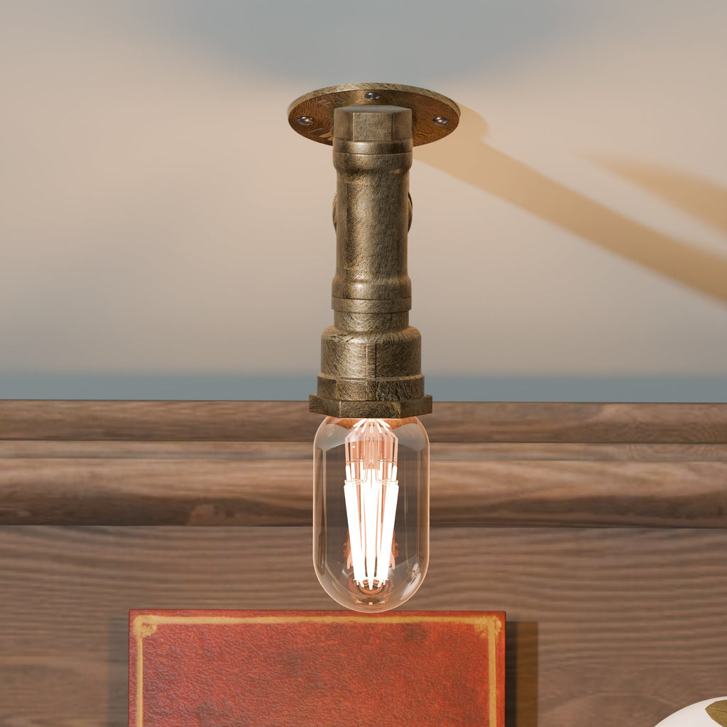 Industrial Rustic Metal Water Pipe Wall Sconce Light, E27 Bulb Holder