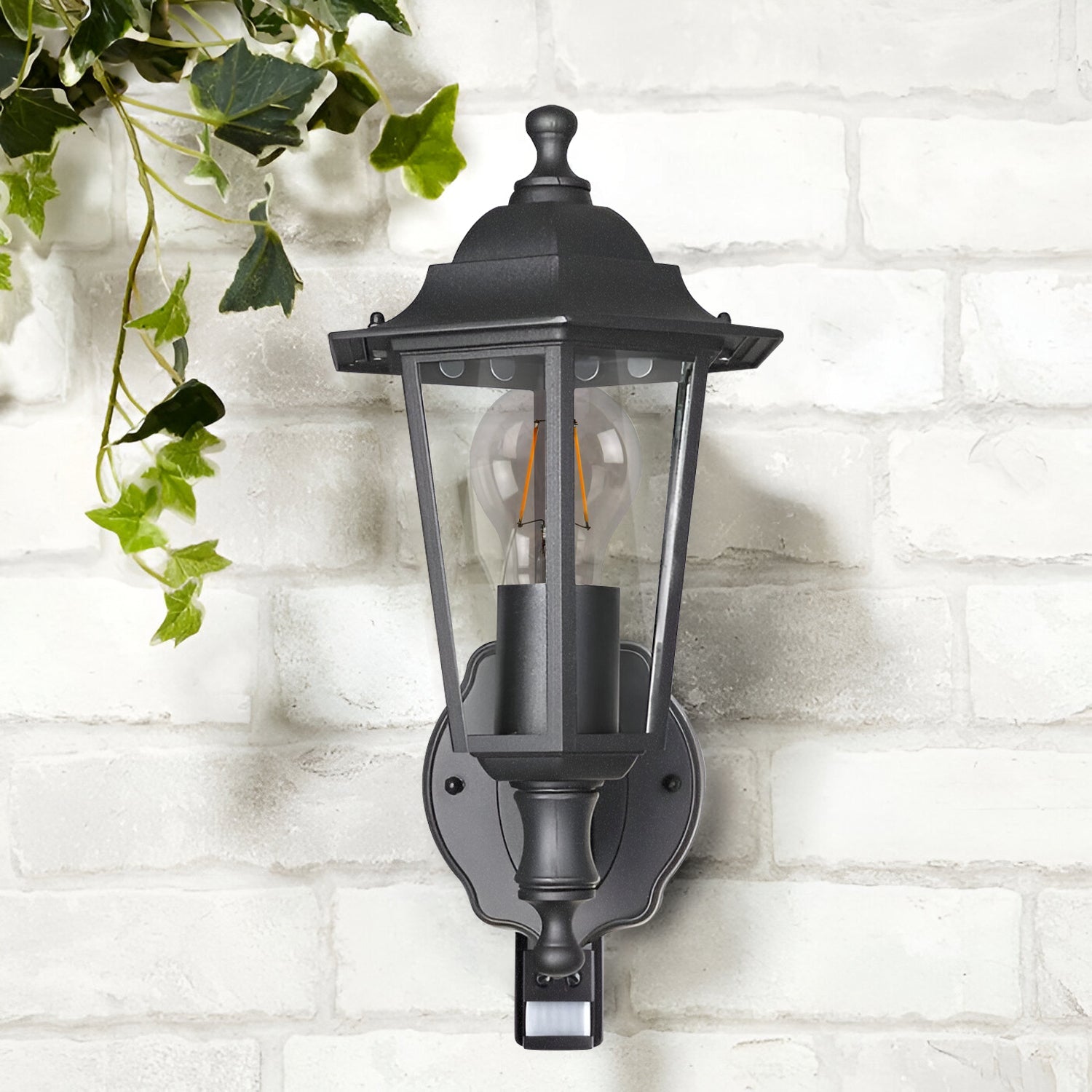 Outdoor Six-Sided Wall Lantern PIR Motion Sensor IP44 Weatherproof Security Light