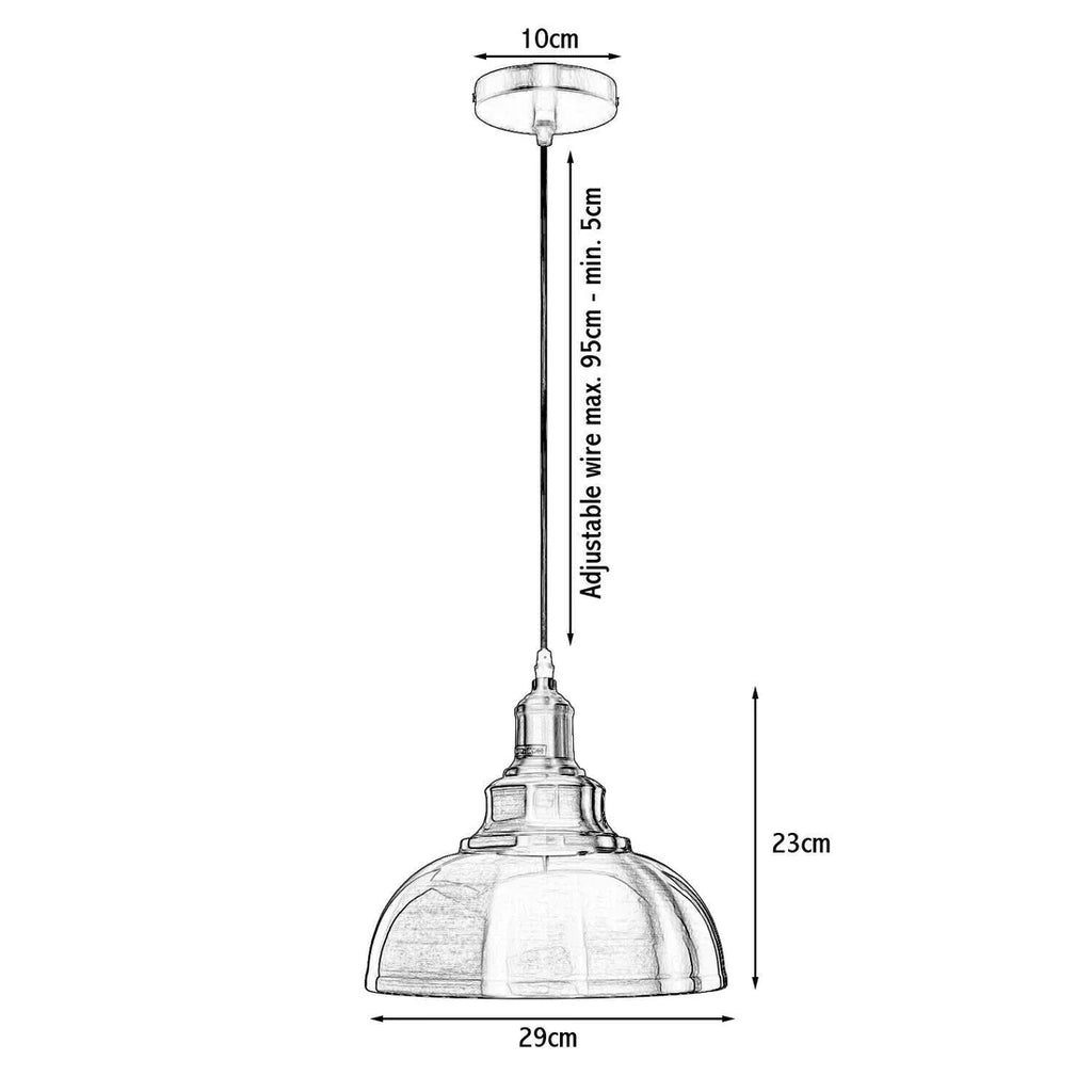 Modern Industrial Metal Pendant Light Fixture, Adjustable Height, E27 Satin Nickel