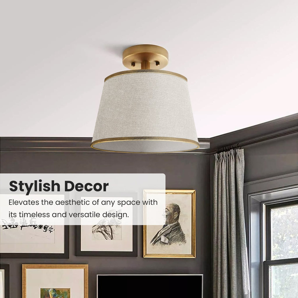 Modern Linen Coolie Ceiling Lampshade for Bedroom & Office - Stylish Lighting