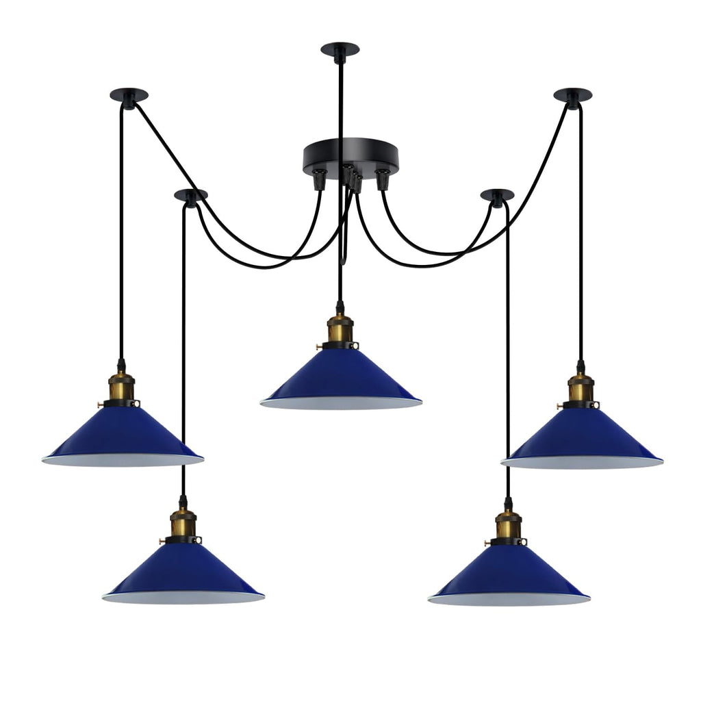 Industrial Vintage 5-Light Spider Pendant Lamp with Adjustable Metal Arms