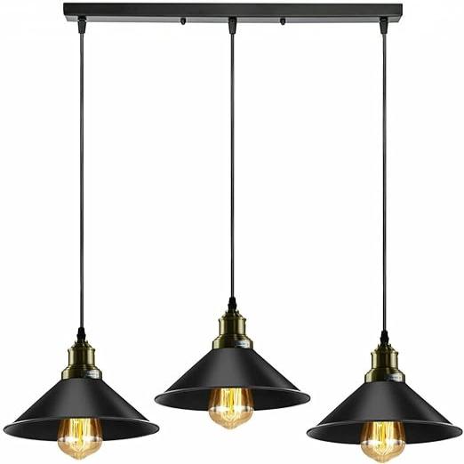 Chic Black Industrial 3-Light Hanging Pendant Fixture for Kitchen Dining Room