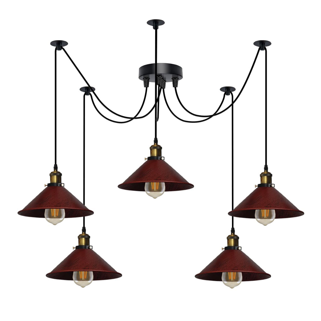 Industrial Vintage 5-Light Spider Pendant Lamp with Adjustable Metal Arms