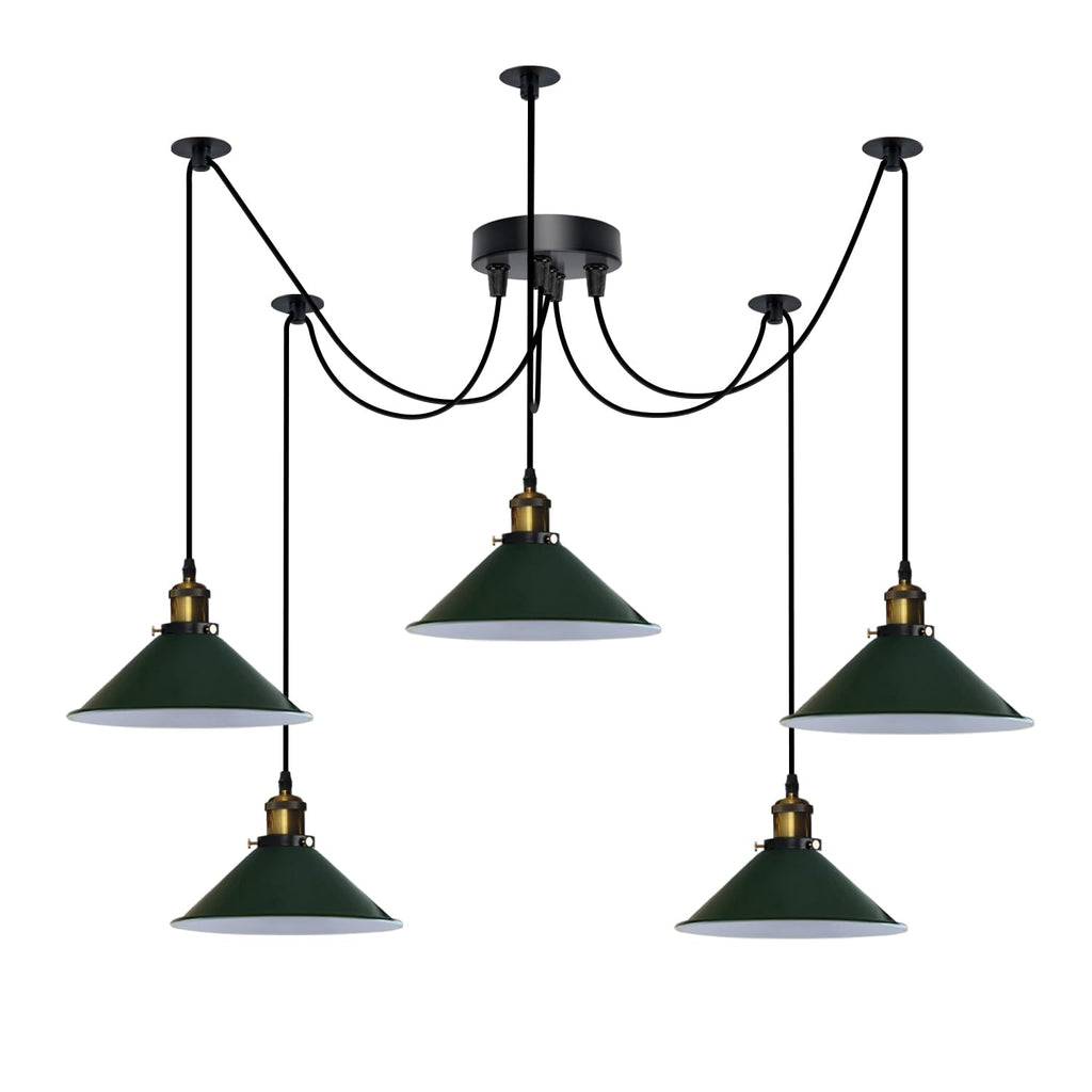 Industrial Vintage 5-Light Spider Pendant Lamp with Adjustable Metal Arms