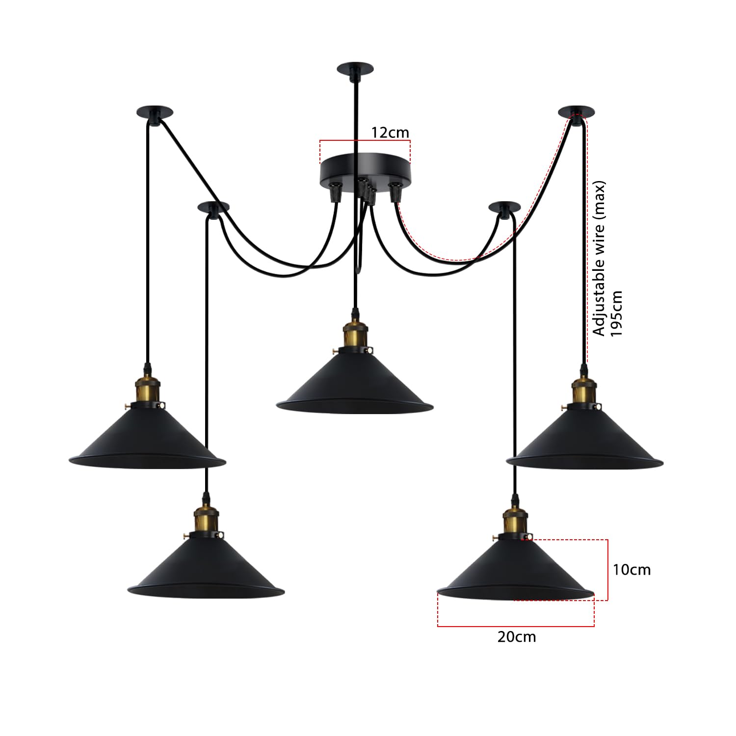 5 Arm 195cm Spider Pendant Lights E27 ~6149