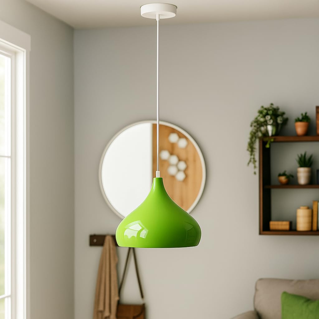 Industrial Vintage Metal Dome Pendant Light Fixture, Dimmable E27 Base Ceiling Lamp