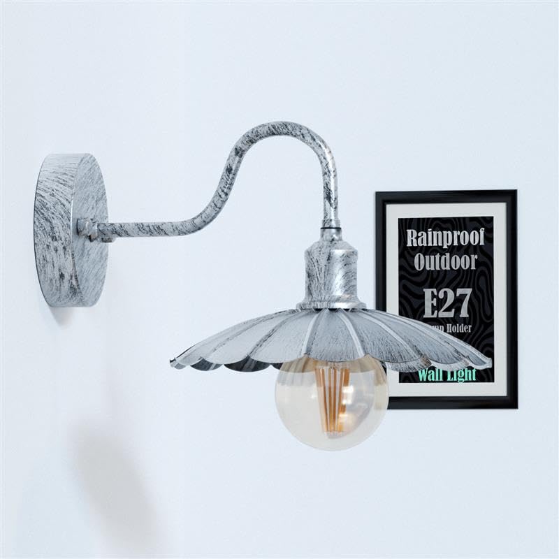 Vintage Outdoor Wall Light with Umbrella Shade, Rainproof Metal Sconce Fixture
