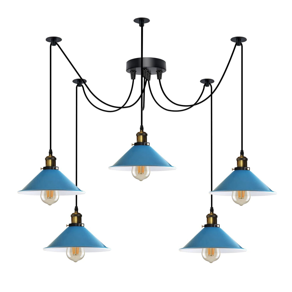 Industrial Vintage 5-Light Spider Pendant Lamp with Adjustable Metal Arms