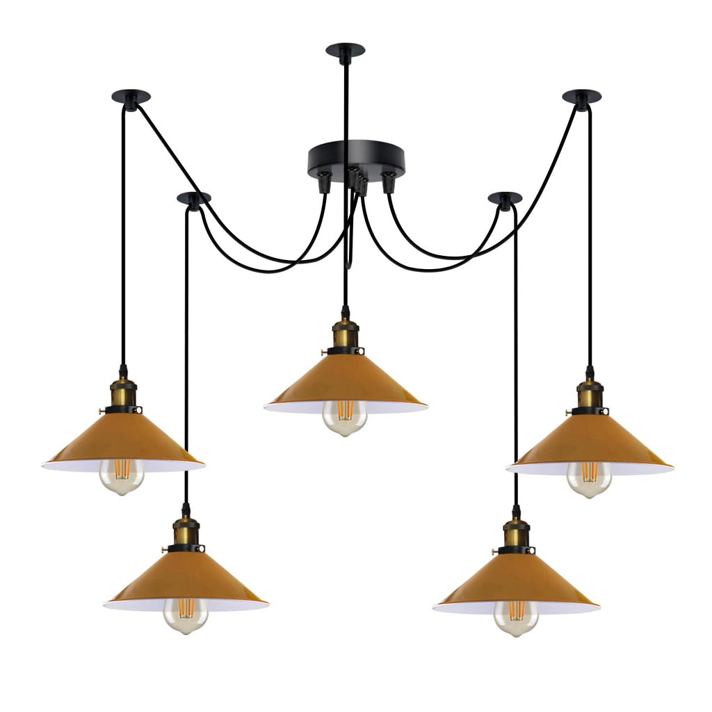 Modern Industrial Five-Arm Spider Pendant Light Kit with E27 Sockets