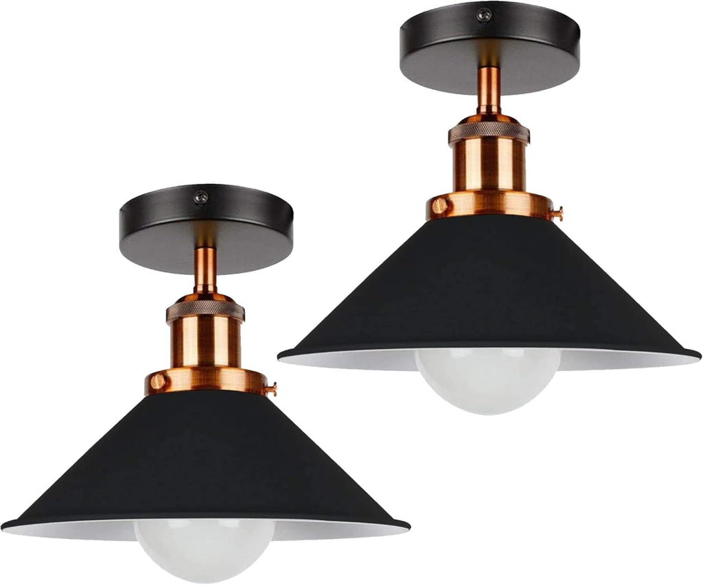 Stylish 2-Pack Modern Semi-Flush Mount Ceiling Lights with Metal Shade