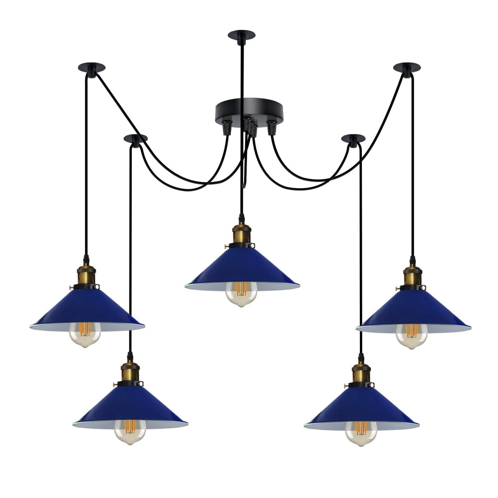 Industrial Vintage 5-Light Spider Pendant Lamp with Adjustable Metal Arms
