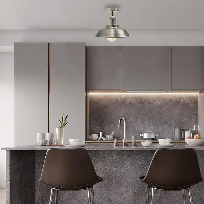 Retro Style Metal Semi Flush Mount Ceiling Light ~6314