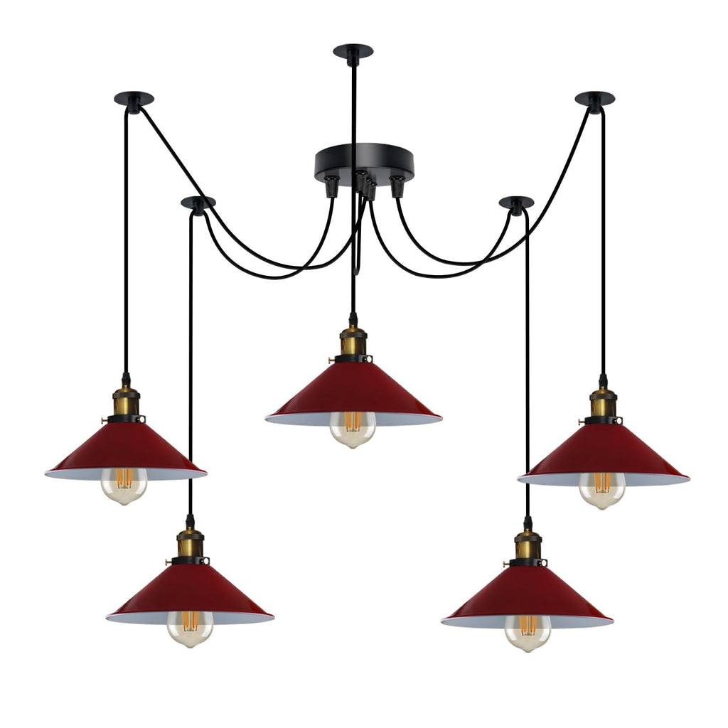 Industrial Vintage 5-Light Spider Pendant Lamp with Adjustable Metal Arms
