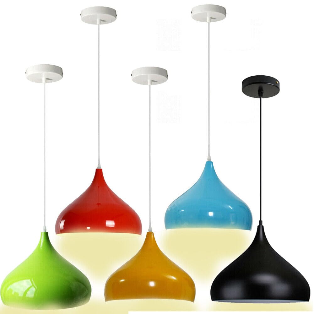 Industrial Vintage Metal Dome Pendant Light Fixture, Dimmable E27 Base Ceiling Lamp