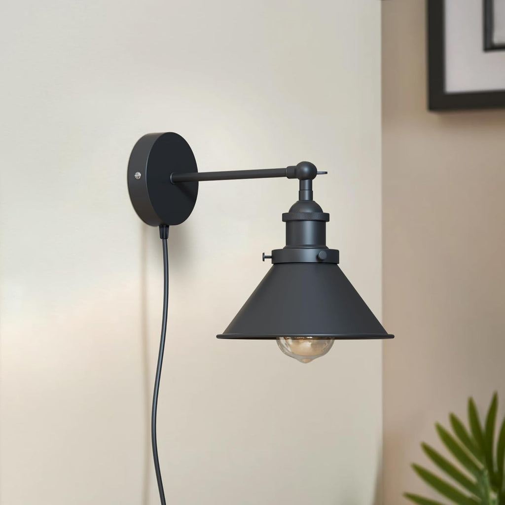 Vintage Industrial Plug-in Wall Light with Dimmer ~6266
