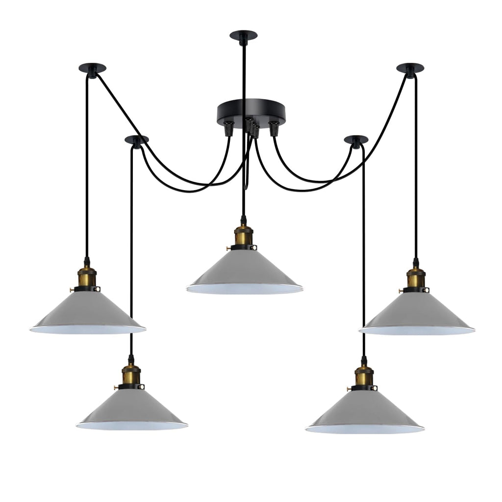 Industrial Vintage 5-Light Spider Pendant Lamp with Adjustable Metal Arms