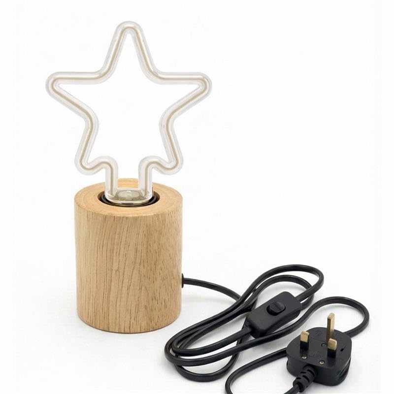 Small Wooden Table Lamp with Ambient Decorative LED Bulb
