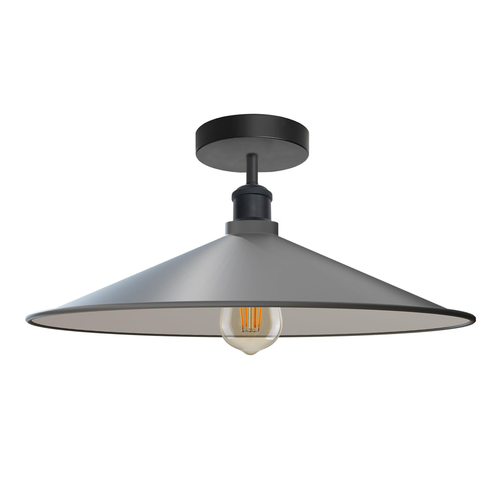 Sleek Industrial LED Flush Mount Ceiling Light, Dimmable, E27 Bulb Compatible
