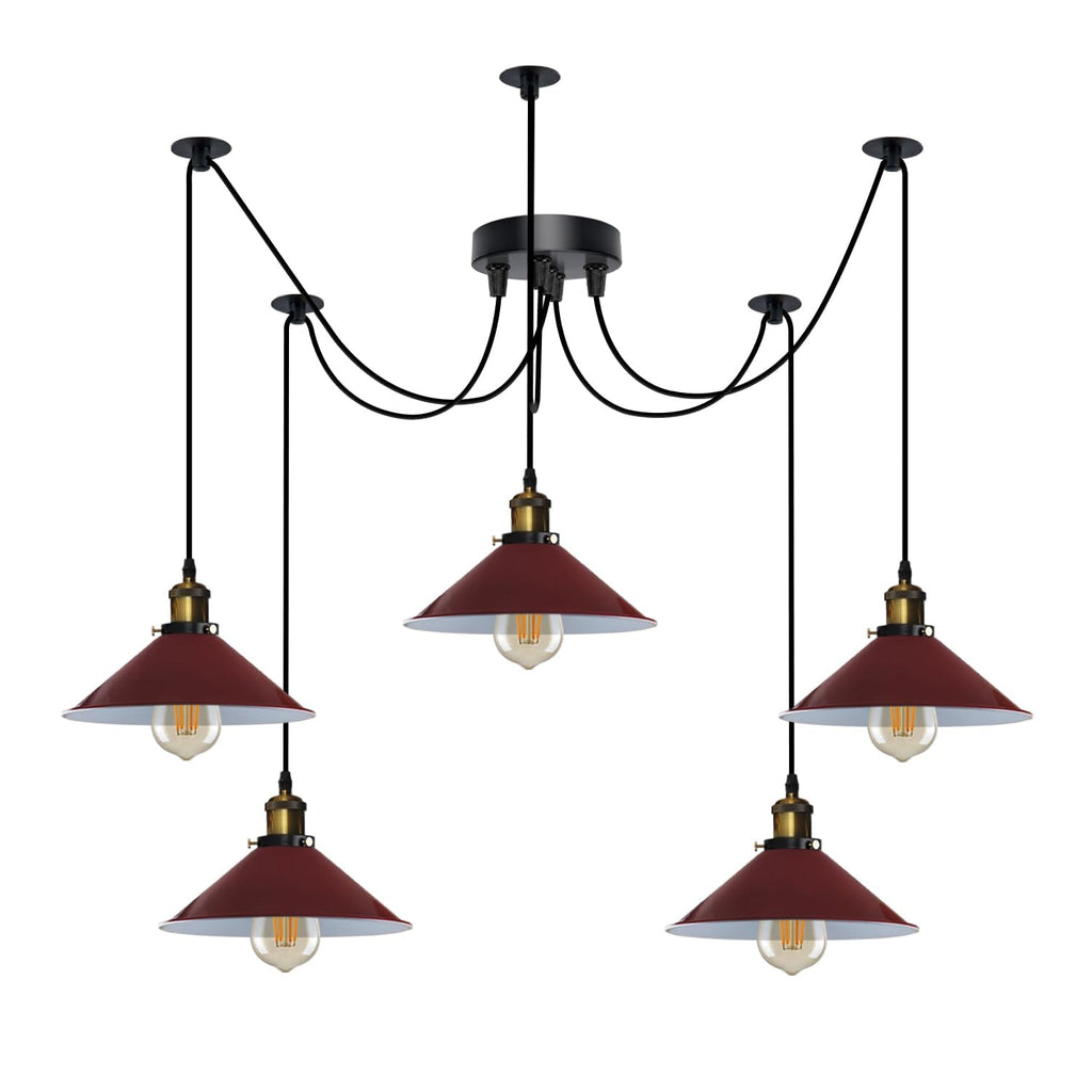 Industrial Vintage 5-Light Spider Pendant Lamp with Adjustable Metal Arms