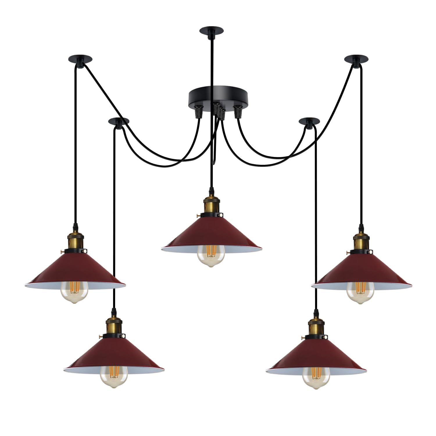 5 Light Spider Pendant Light Height Adjustable Metal~6194